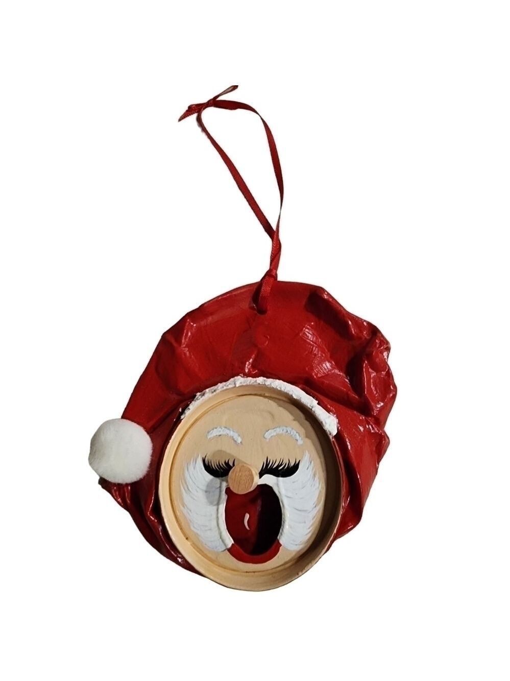 Soda can Santa Hand painted Santa ornament smash can unique one of a kind